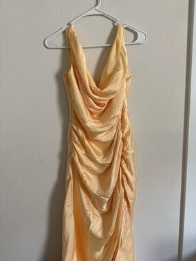 Abercrombie & Fitch Yellow Draped Maxi Dress